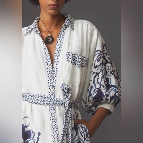 Anthropologie Maeve The Irene Linen Shirt Maxi Dress - Picture 2 of 14